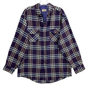 Vintage Northwest Blue Flannel Shirt Mens Large Tall Cabin core Outdoor Camp 90s